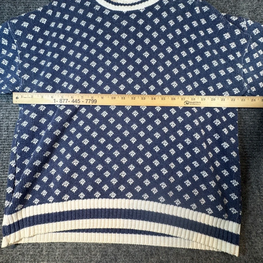 VTG Jantzen Blue White Diamond Pattern Crewneck Sweater Men's Size L Made in USA